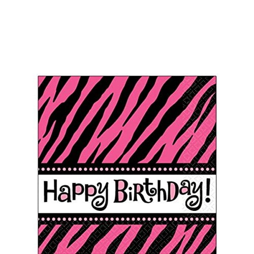 Pink Party Birthday Beverage Napkins Fabulous Zebra Decoration Party Supplies